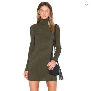 Revolve J.O.A. Green Long Sleeve Turtleneck Dress